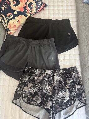 Lined Athletic Shorts Pack - Black, Charcoal & Floral Black/White